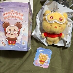 Disney Top Toy Squinting Sleepwear Plush Keychain Blind Box - Winnie the Pooh